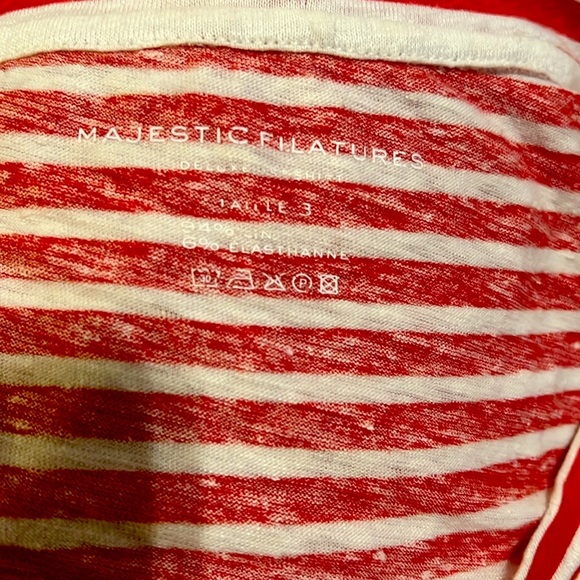 Majestic Filatures Red and White Striped Short Sleeve Tee - Picture 4 of 6